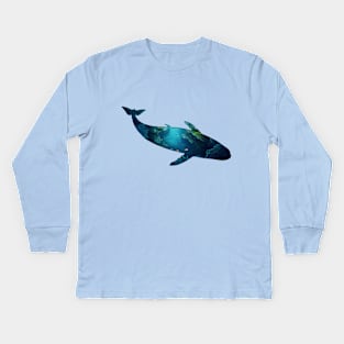 Underwater world in the Whale's shape Kids Long Sleeve T-Shirt